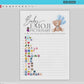 Emoji Pictionary Baby Shower Game, Bear with Blue Bow Balloons, Boy Teddy Bear, We Can Bearly Wait, Editable Template Download TEMPLETT