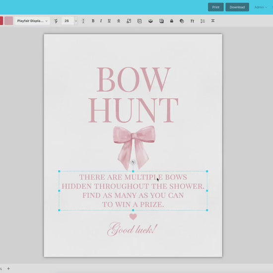 Bow Hunt Find the Bows Game, Pink Bow Baby Shower, Bow Counting Guess Game, Girl Baby Shower, Editable Template Digital Download TEMPLETT