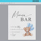 Momosa Bar Sign, Printable Baby Shower Mimosa Bar, Bear with Blue Balloons, Boy Baby Shower, Baby Sprinkle, Template Download Templett