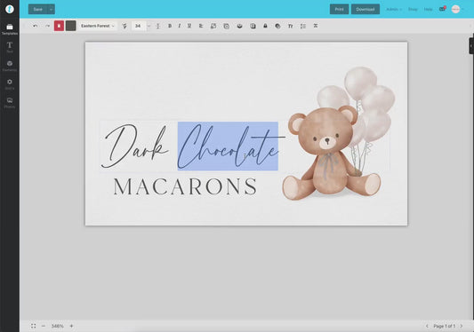 Bear Food Tent Place Card, Food Buffet Table Tent Card, Baby Shower Sprinkle, White Balloons, PRINTABLE Editable Template Download TEMPLETT