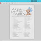 Celebrity Babies Baby Shower Game, Bear with Blue Bow Balloons, Boy Teddy Bear, We Can Bearly Wait, Editable Template Download TEMPLETT