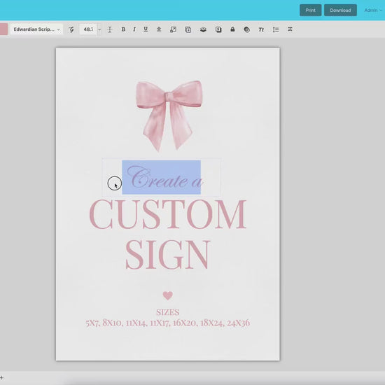 Custom Editable Sign Pink Bow, Baby Shower Baby Sprinkle, First Birthday Girl, Template Digital Download TEMPLETT