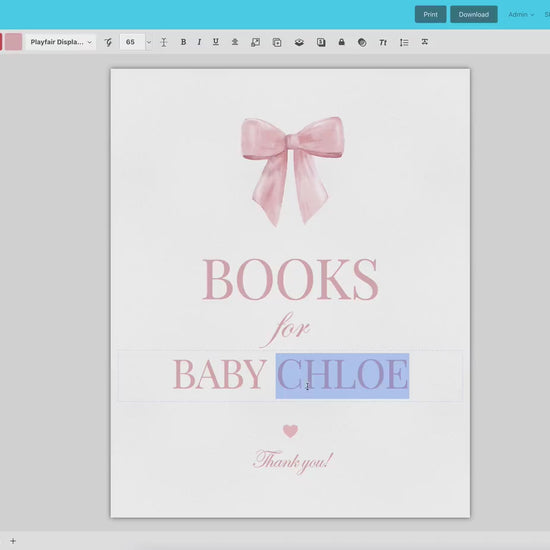 Books for Baby Sign, Pink Bow Baby Shower, Books for Baby Shower Display, Girl Sprinkle, Editable Template Digital Download TEMPLETT