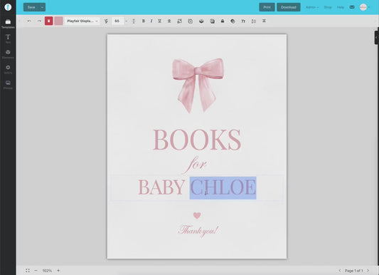 Books for Baby Sign, Pink Bow Baby Shower, Books for Baby Shower Display, Girl Sprinkle, Editable Template Digital Download TEMPLETT