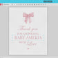 Thank You for Showering Baby With Love Pink Bow Baby Shower, Favors Sign, Girl Baby Sprinkle, Editable Template Digital Download TEMPLETT