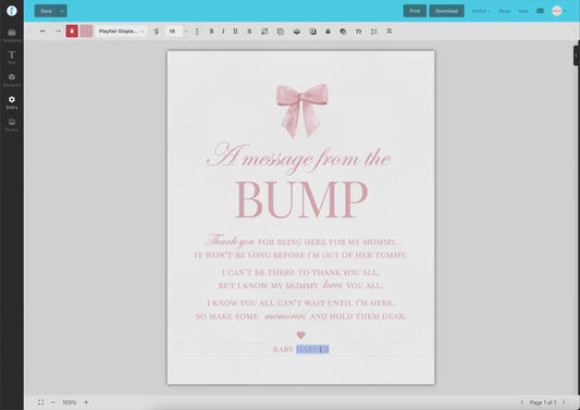 Bow A Message From the Bump, Pink Bow Baby Shower Table Sign, Girl Baby Sprinkle, Editable Template Digital Download TEMPLETT