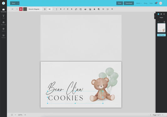 Bear Food Tent Place Card, Food Buffet Table Tent Card, Boy Girl Baby Shower Sprinkle, Green Balloons, PRINTABLE Editable Template TEMPLETT