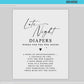Late Night Diapers Sign . Boy Girl Neutral Baby Shower Game . Minimalist Modern . PRINTABLE Editable Template Instant Download Templett SM-T