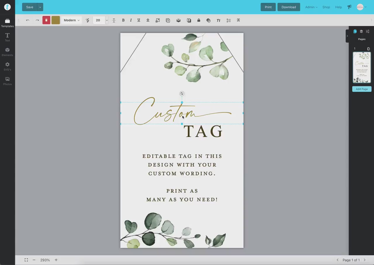 Greenery Wedding Favor Tags Editable Template . Bridal Shower Baby Shower Thank You Tags Personalized . PRINTABLE Templett Download G2-T