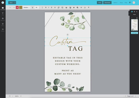 Greenery Wedding Favor Tags Editable Template . Bridal Shower Baby Shower Thank You Tags Personalized . PRINTABLE Templett Download G2-T