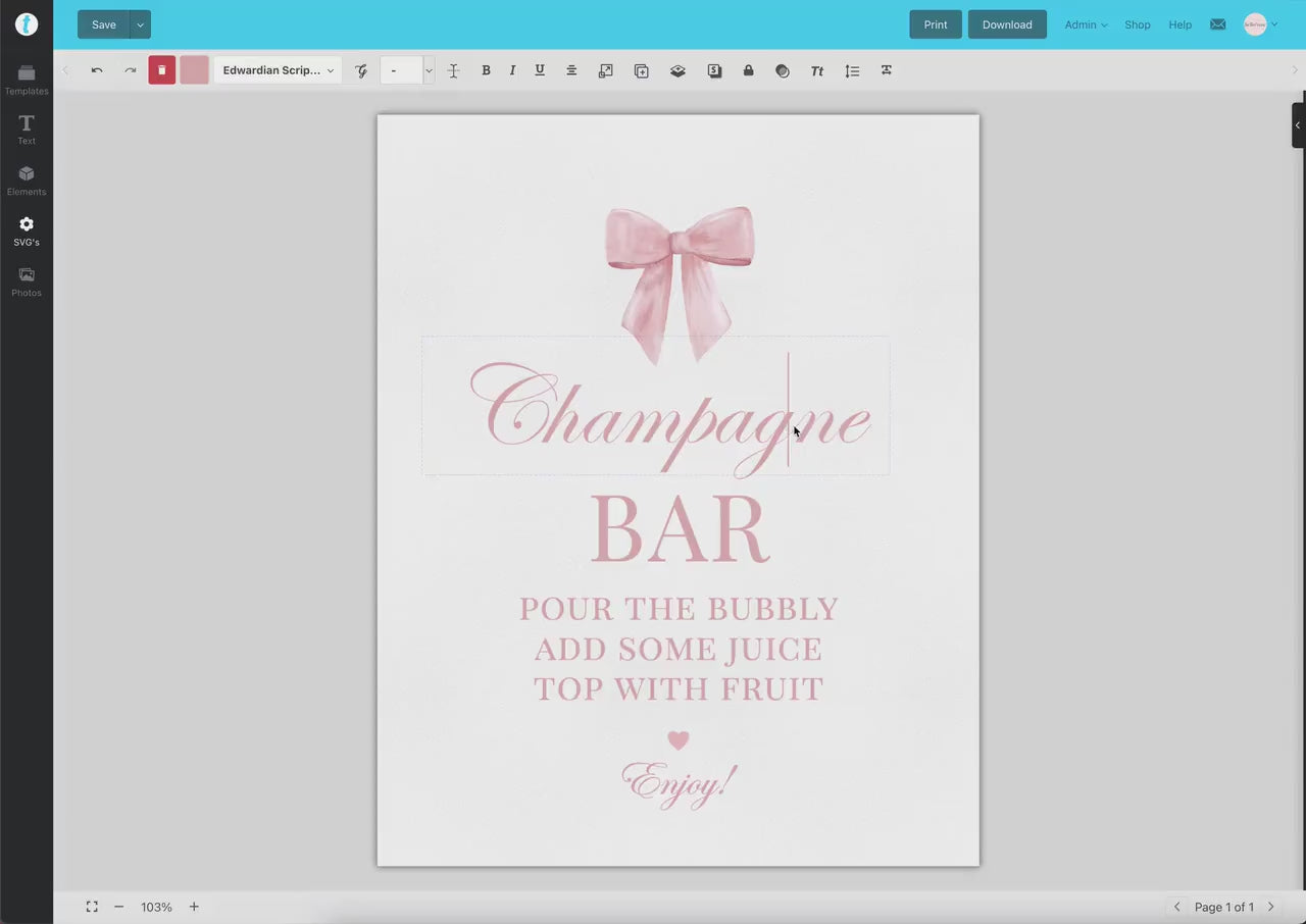 Champagne Bar Sign, Pink Bow Baby Bridal Shower, Mimosa Bubbly Bar Drinks Sign, Baby Sprinkle, Editable Template Digital Download TEMPLETT