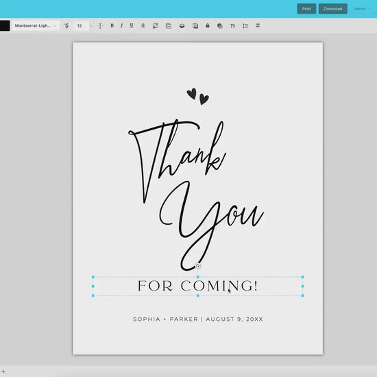 Thank You Sign Editable Template . Please Take One . Wedding Bridal Baby Shower . Minimalist PRINTABLE Instant Download Templett M2-T