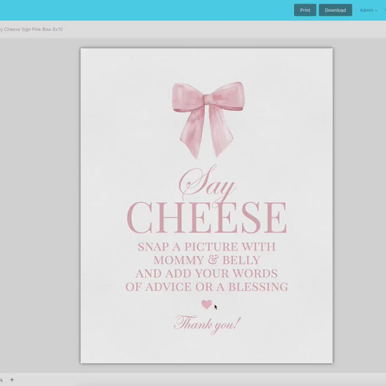 Say Cheese Photo Guest Book Pink Bow Baby Shower Table Sign, Guestbook Girl Baby Sprinkle, Editable Template Digital Download TEMPLETT