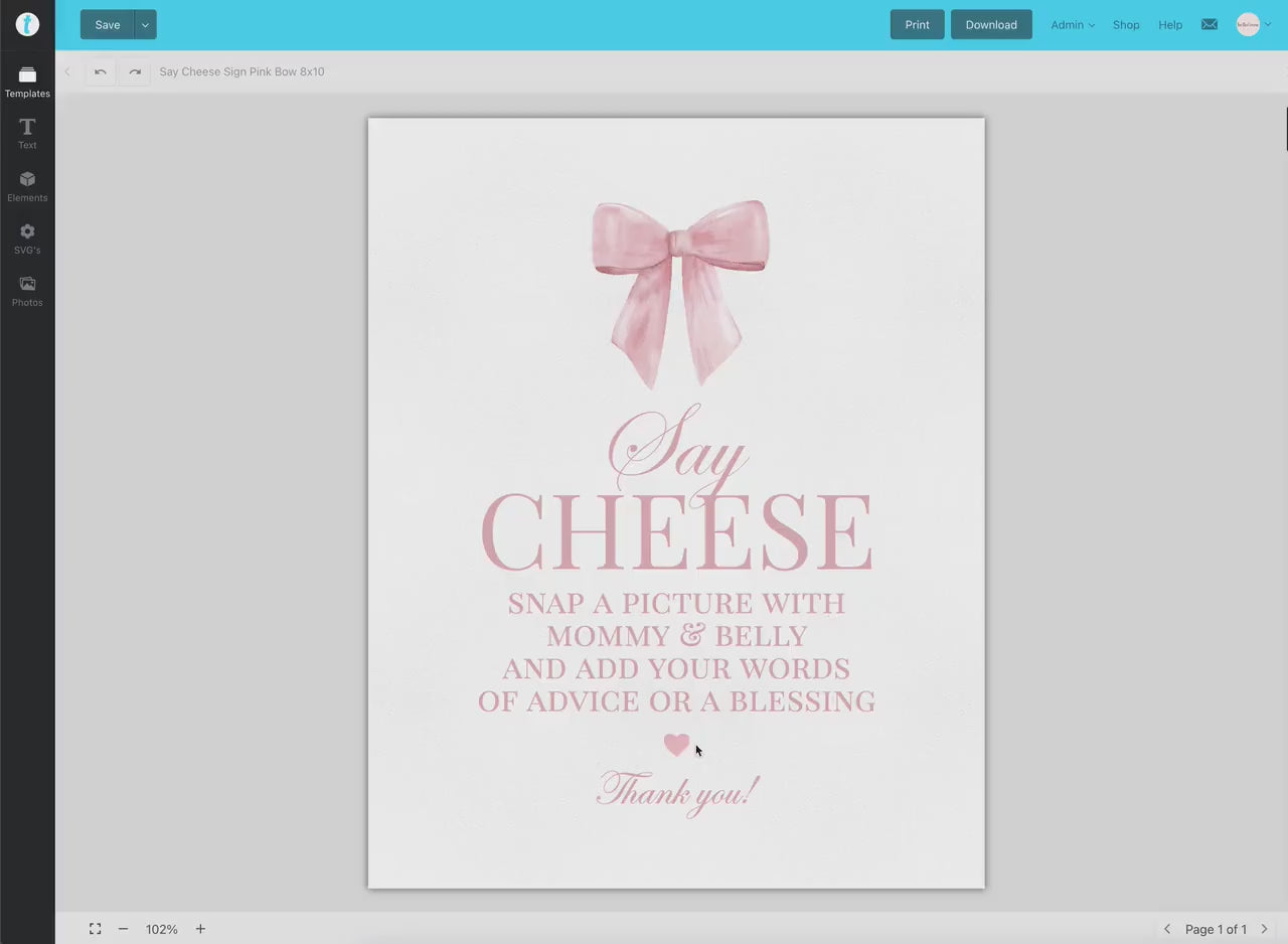 Say Cheese Photo Guest Book Pink Bow Baby Shower Table Sign, Guestbook Girl Baby Sprinkle, Editable Template Digital Download TEMPLETT