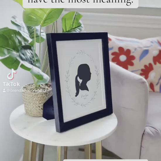 Silhouette Portrait Printable . Personalized with Child's Silhouette from a Photo . Greenery . Gift for Her Mom . Digital Download Printable
