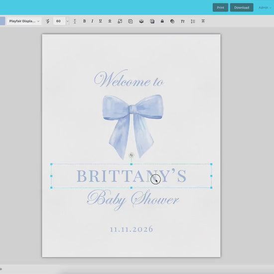 Bow Welcome Sign, Blue Bow Bridal Shower, Bachelorette Party, Birthday, Couples Shower, Printable Editable Template Download TEMPLETT