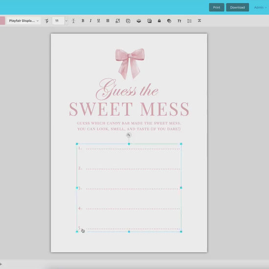 Guess the Sweet Mess Pink Bow Baby Shower Game, Guess the Chocolate Candy Bar Diaper, Girl Baby, Editable Template Digital Download TEMPLETT