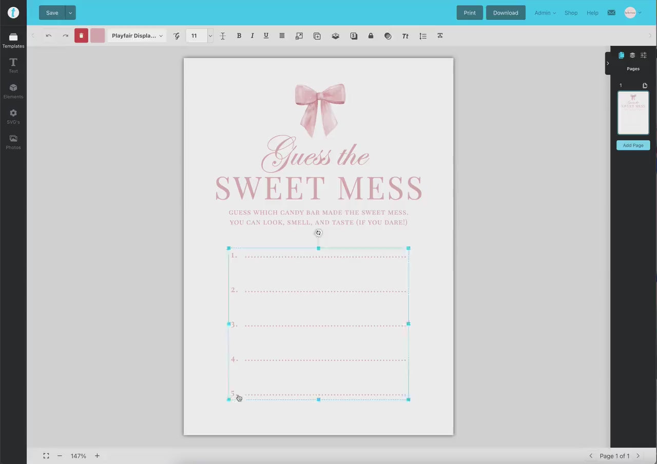 Guess the Sweet Mess Pink Bow Baby Shower Game, Guess the Chocolate Candy Bar Diaper, Girl Baby, Editable Template Digital Download TEMPLETT