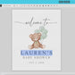 Bear Welcome Sign with Bow and Sage Green Balloons, Girl Boy Neutral Baby Shower Sprinkle, We Can Bearly Wait, Editable Template TEMPLETT