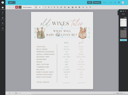 Old Wives Tales Sign Template, Gender Reveal Sign, Gender Reveal Game, Boho Minimalist Baby Shower, Gender Neutral, Template Download GR2-T