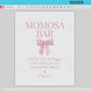 Momosa Bar Sign, Pink Bow Baby Shower, Mimosa Bubbly Bar Drinks Sign, Girl Baby Sprinkle, Editable Template Digital Download TEMPLETT