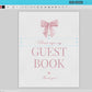 Guest Book Pink Bow Baby Shower Table Sign, Guestbook Girl Baby Sprinkle, First Birthday, Editable Template Digital Download TEMPLETT