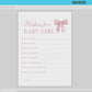 Wishes for Baby Card Pink Bow Baby Shower Game, Girl Baby Sprinkle Game, Printable Editable Template Instant Digital Download TEMPLETT