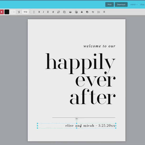 Wedding Welcome to Our Happily Ever After Sign . Minimalist Wedding Welcome Template . PRINTABLE Editable Poster . Instant Download Templett