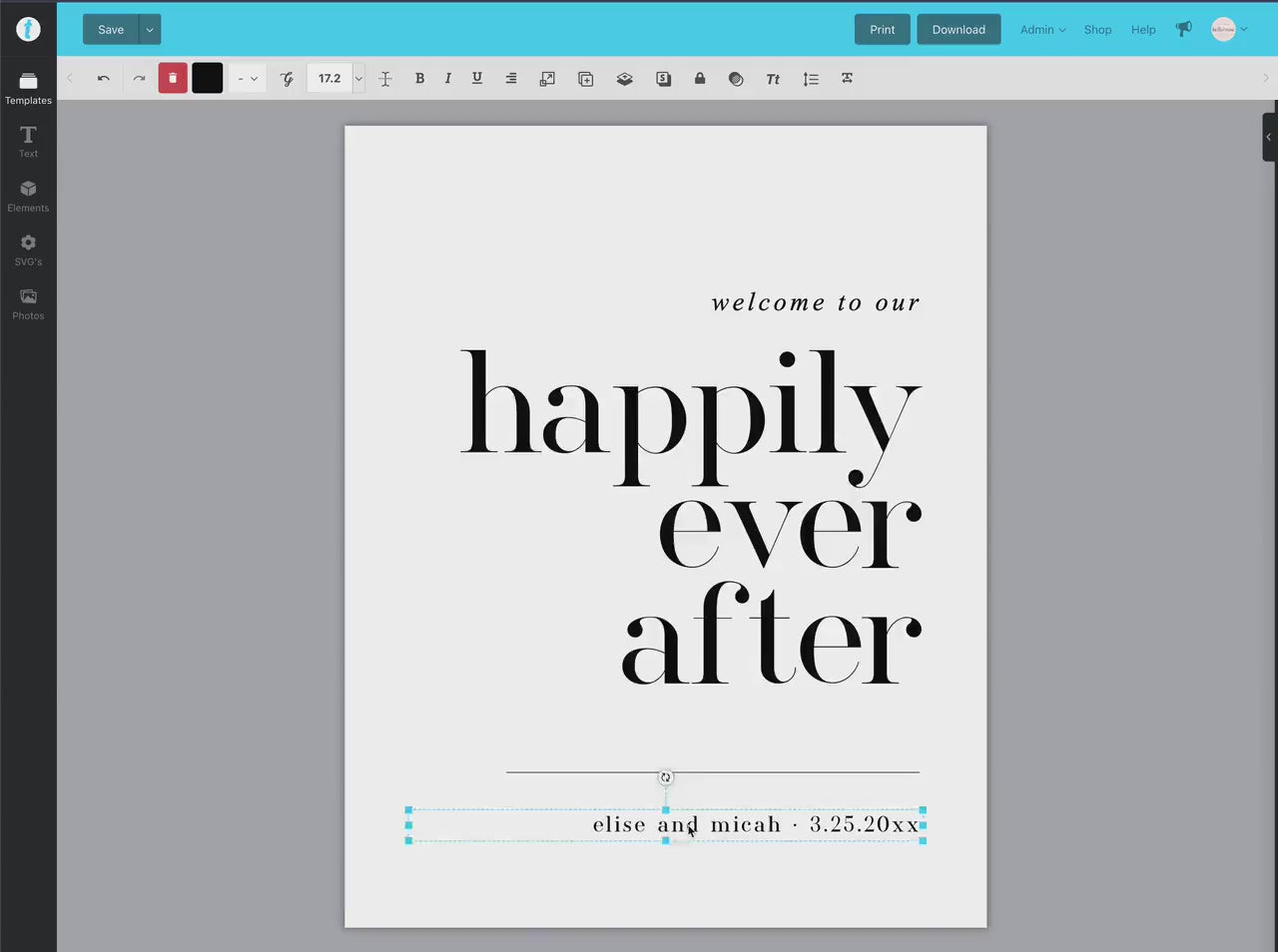 Wedding Welcome to Our Happily Ever After Sign . Minimalist Wedding Welcome Template . PRINTABLE Editable Poster . Instant Download Templett